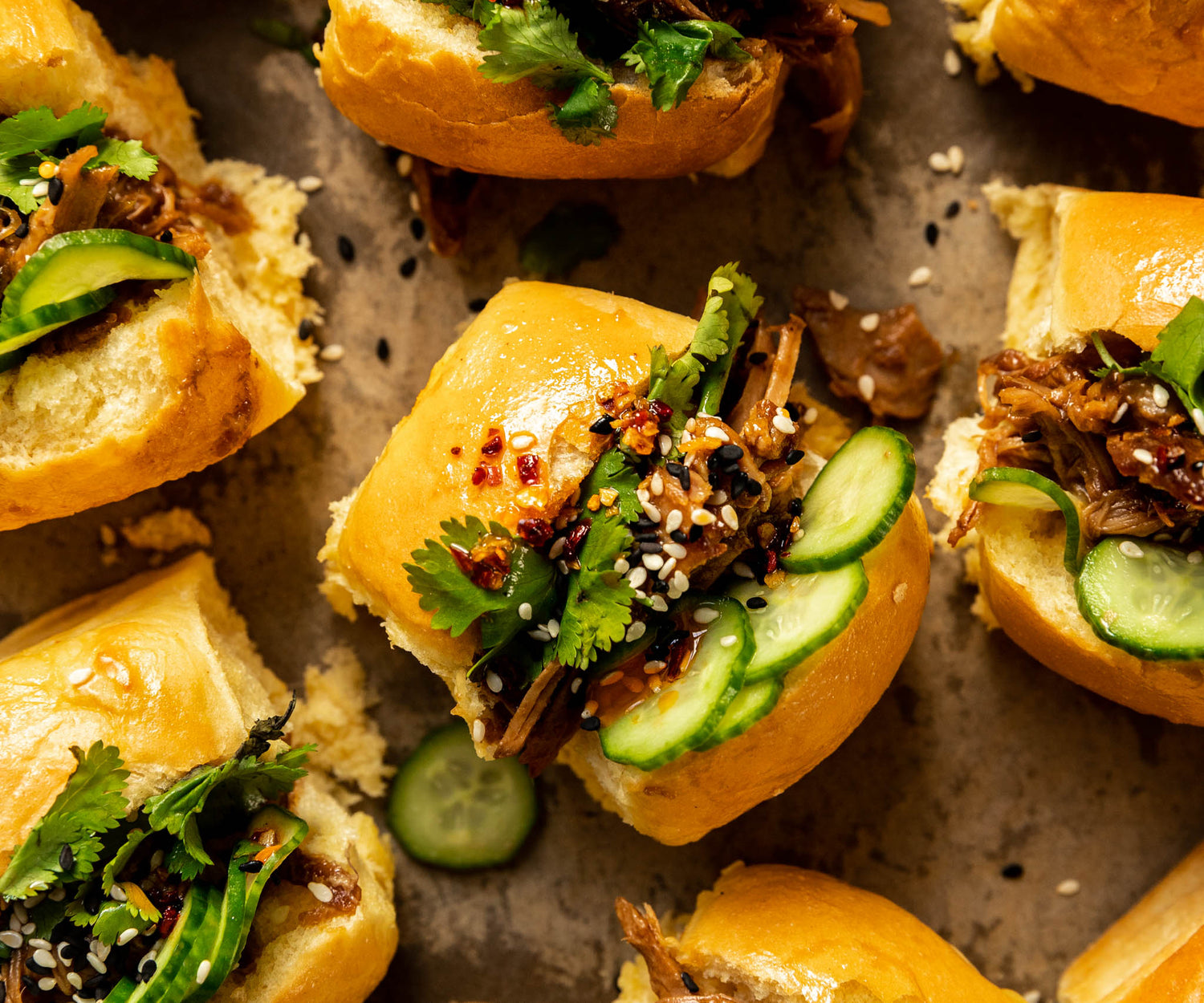 Mini Pulled Pork Sandwiches with Pickled Cucumbers